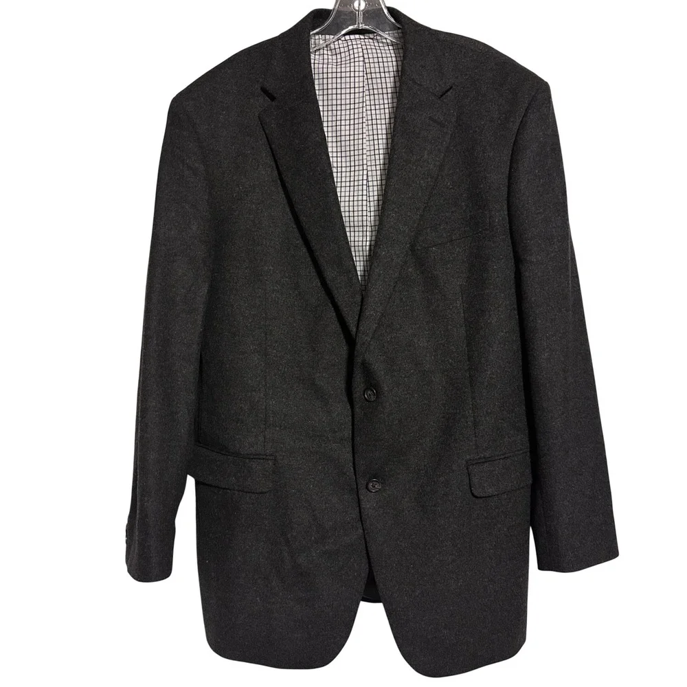 Ralph Lauren Sport Coat Mens 44L Charcoal Grey Silk Wool Cashmere Blend